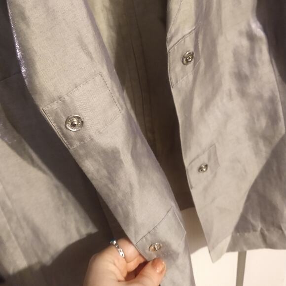Comme Il Faut by Carole Godin Silver Blazer with Snap Closure Size 4 - Picture 6 of 7